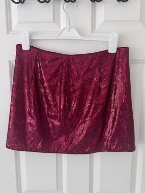 Sequin Mini Skirt in Deep Beery Size Large Perfect for a Night Out